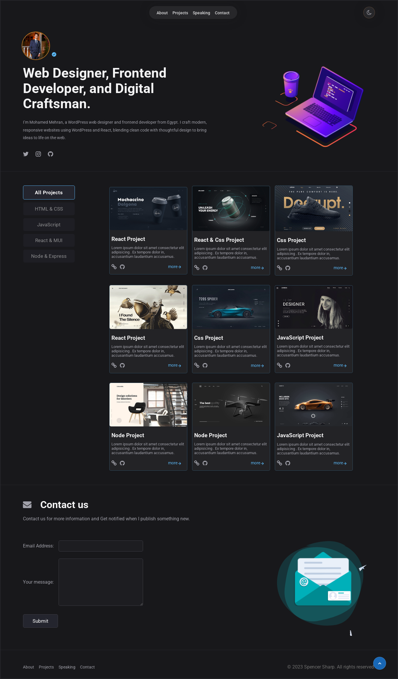 Dark & Light Portfolio Website with React by Mohamed Mahran