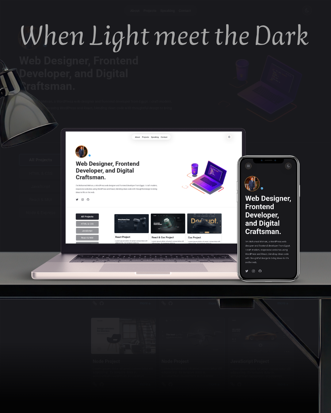 Dark & Light Portfolio Website with React by Mohamed Mahran